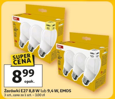 Żarówki E27 8,8 W lub 9,4 W EMOS promocja w Auchan