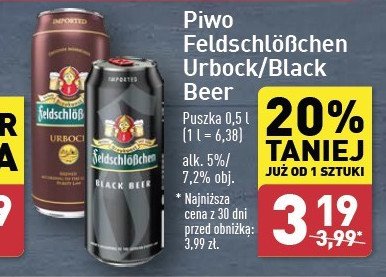 Piwo Feldschlosschen black promocja w Aldi