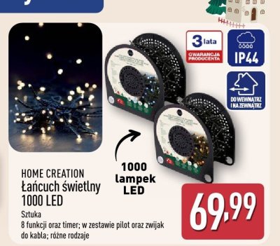 Łańcuch świetlny 1000 LED HOME CREATION promocja w Aldi