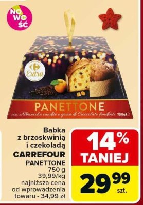 Babka z brzoskwinią i czekoladą CARREFOUR PANETTONE 750g promocja w Carrefour Market
