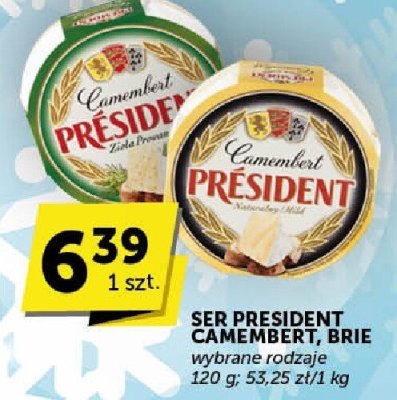 Ser President Camembert, Brie wybrane rodzaje 120 g promocja w ABC