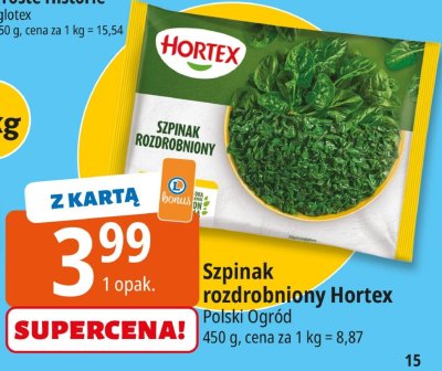Szpinak rozdrobniony Hortex Polski Ogród promocja w Leclerc