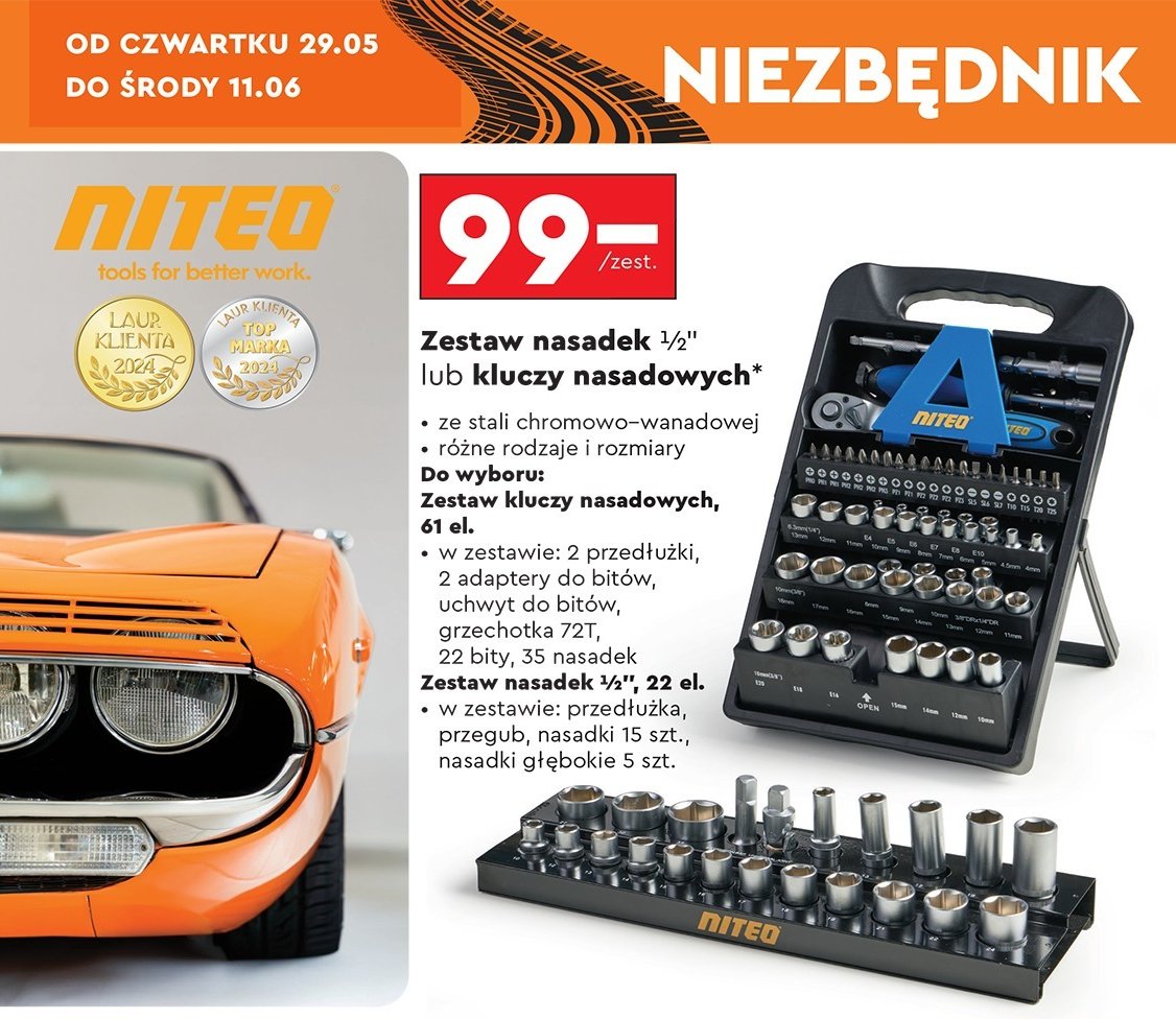 Zestaw kluczy nasadowych Niteo tools promocja w Biedronka