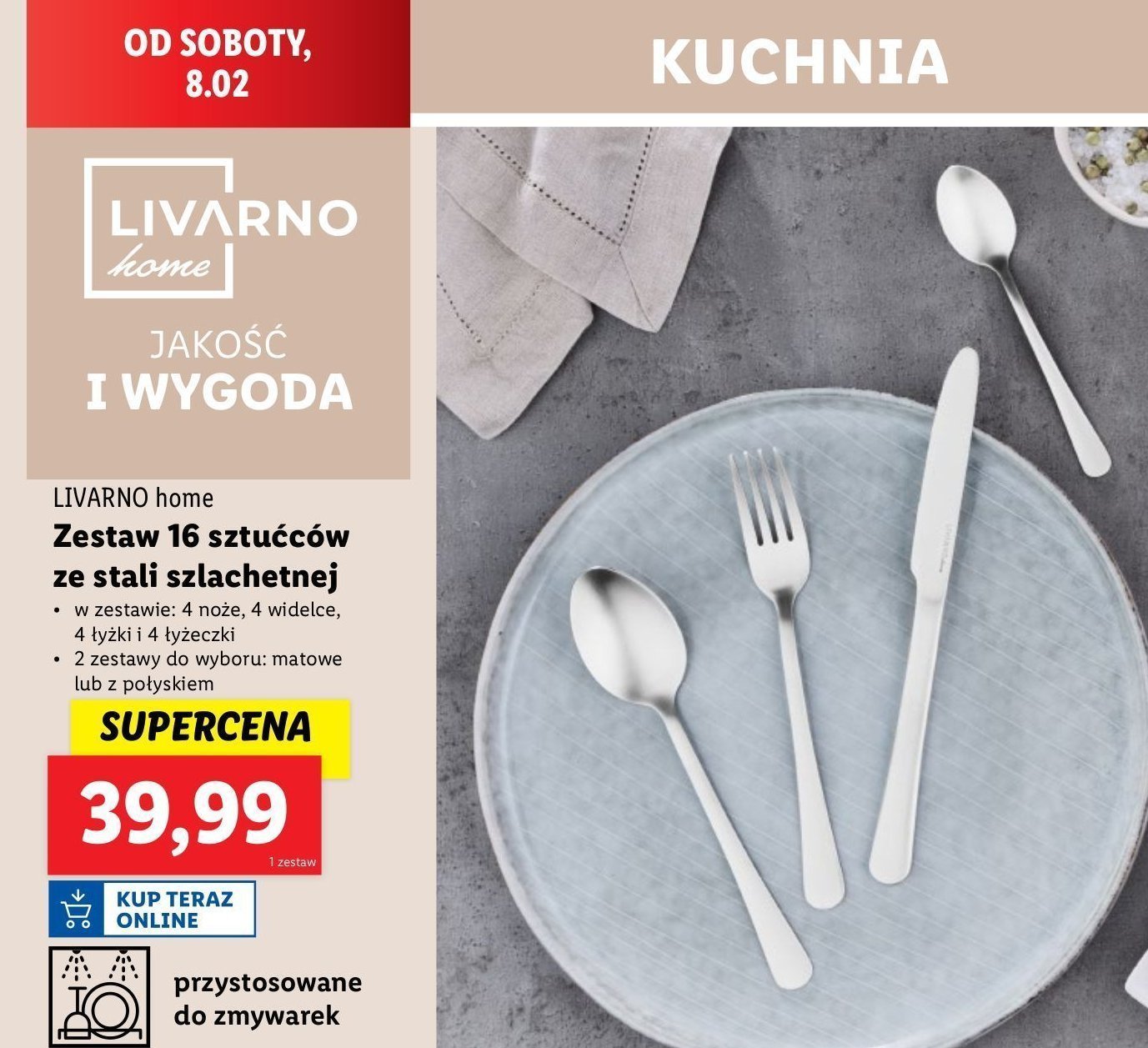 Zestaw sztućców ze stali szlachetnej LIVARNO HOME promocja