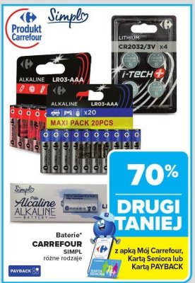 Baterie CARREFOUR SIMPL różne rodzaje promocja w Carrefour