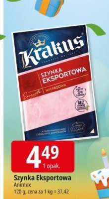 Szynka eksportowa z czarnuszk膮 Krakus animex promocja w Leclerc