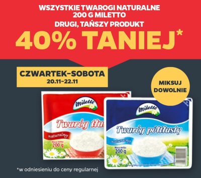 Twarożek Mileto Twardy śniadaniowy promocja w Netto