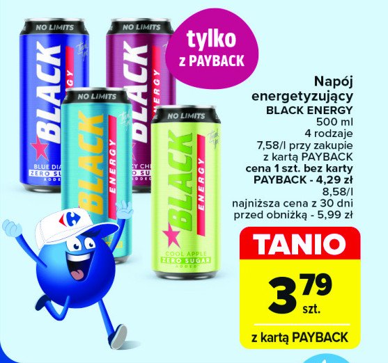 Napój black cherry zero sugar Black energy promocja