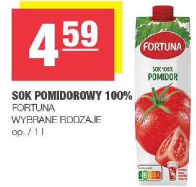 Sok pomidorowy 100% Fortuna promocja w SPAR