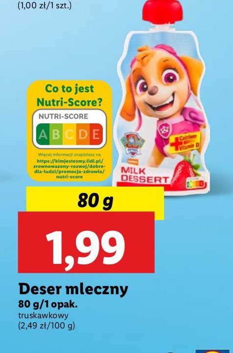 Deser mleczny truskawkowy promocja