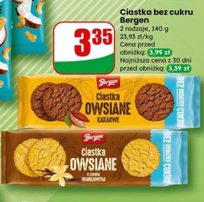 Ciastka bez cukru Bergen kakaowe promocja w Dino