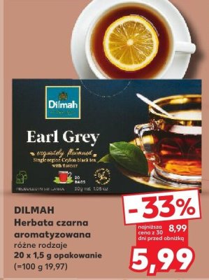Herbata DILMAH EARL GREY czarna aromatyzowana różne rodzaje 20 x 1,5 g promocja w Kaufland