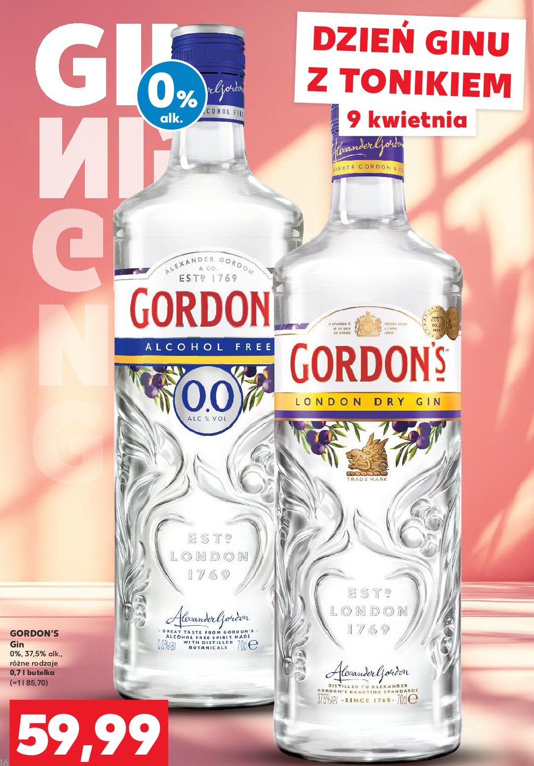 Gin Gordon's london dry gin promocja