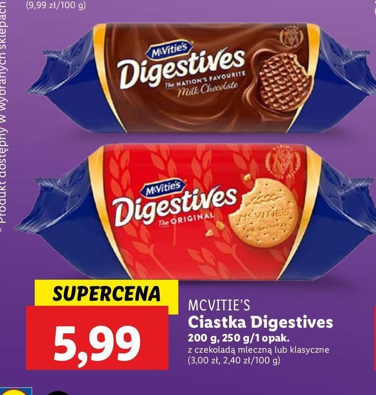 Ciastka w czekoladzie mlecznej MC VITIE'S DIGESTIVE promocja