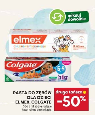Pasta do zębów dla dzieci elmex, colgate promocja w Stokrotka