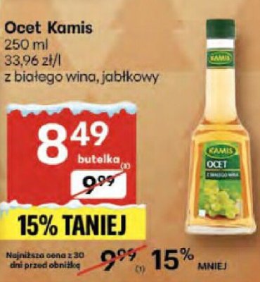 Ocet Kamis z białego wina, jabłkowy promocja w Delikatesy Centrum