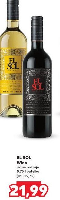 Wino El sol medium sweet promocja