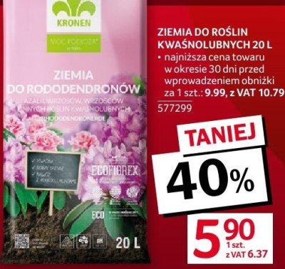 Ziemia do roślin kwasolubnych 20L promocja w Selgros