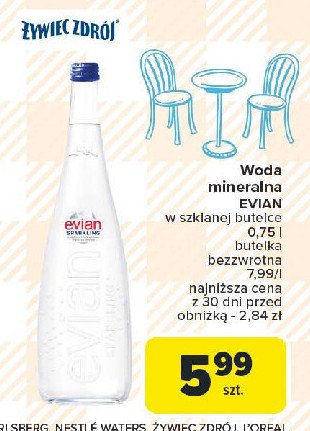 Woda niegazowana Evian promocja