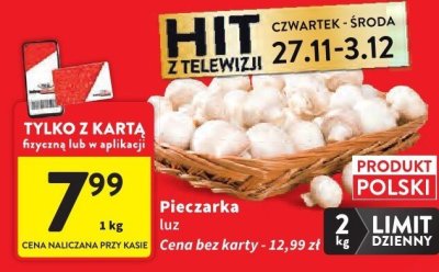 Pieczarka luz promocja w Intermarche
