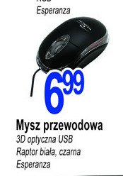 Mysz przewodowa titanum raptor biała Esperanza promocja w Biedronka