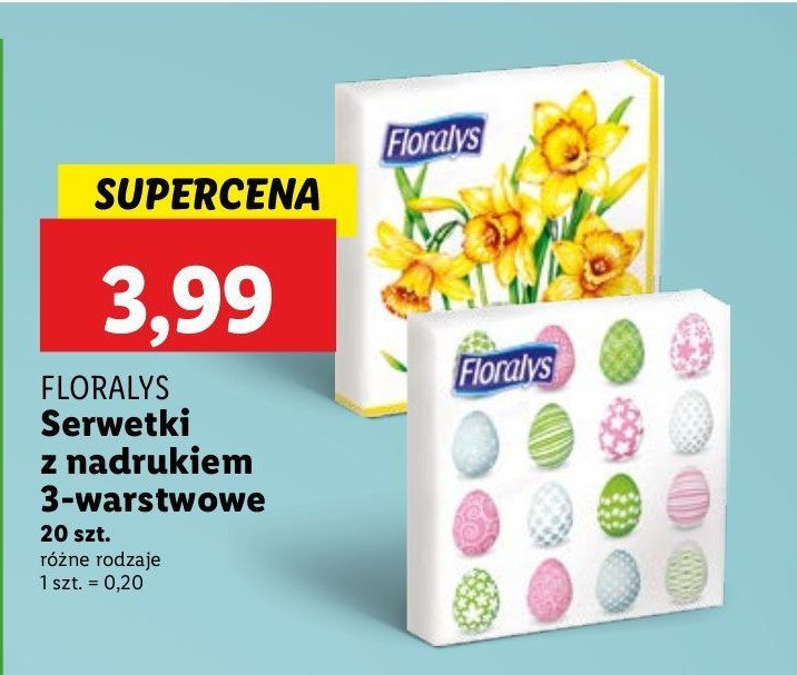 Serwetki z motywem wielkanocnym 33 x 33 cm Floralys promocja