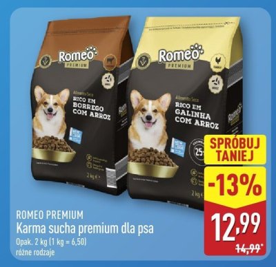 Karma sucha premium dla psa Romeo Premium pico en mordera con arroz / gallinera con arroz promocja w Aldi