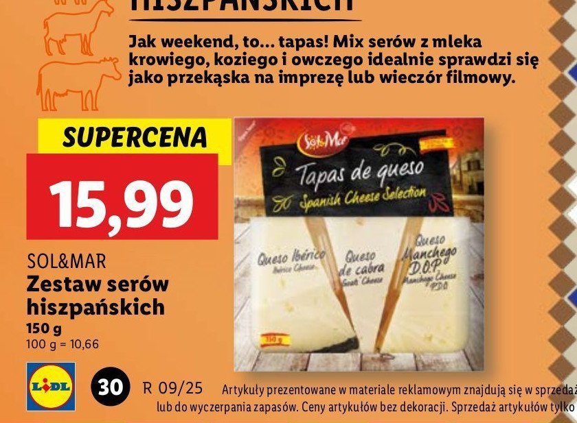 Zestaw serów hiszpańskich tapas de queso Sol&mar promocja