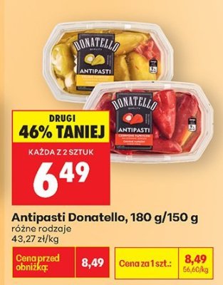 Antipasti Donatello, 180 g/150 g: różne rodzaje promocja w Biedronka