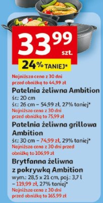 Brytfanna żeliwna z pokrywką Ambition wym. 28,5 x 21 cm, poj. 3,7 l promocja w Auchan
