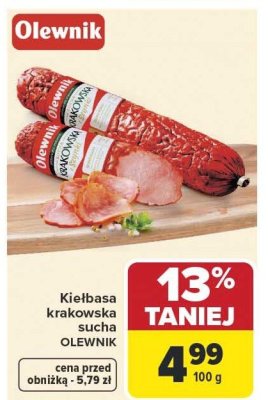 Kiełbasa krakowska sucha Olewnik promocja w Carrefour Market