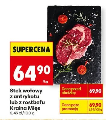 Stek wołowy z antrykotu lub z rostbefu Kraina Mięs promocja w Biedronka