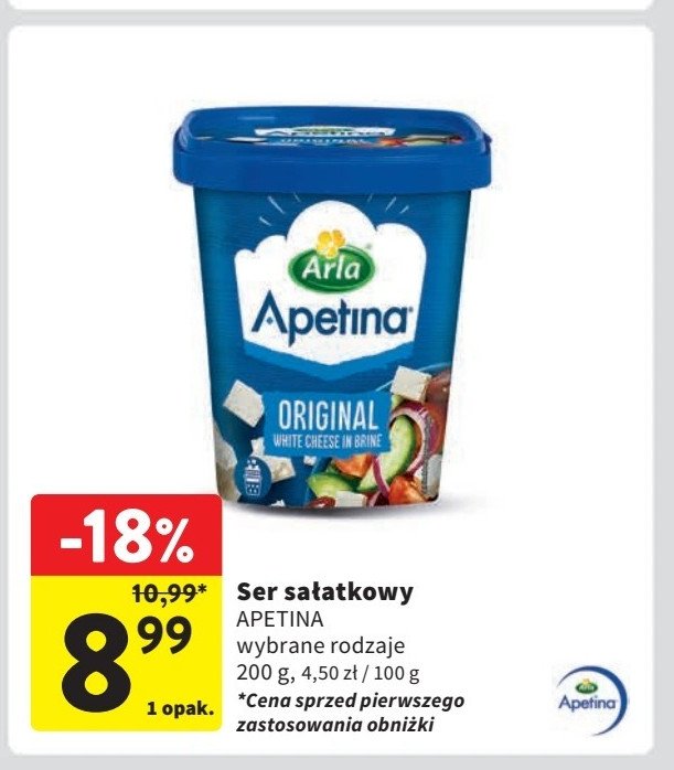 Ser original w kostkach Arla apetina promocja w Intermarche