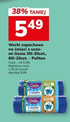 Worki zapachowe na śmieci 35l-120szt. - Gosia 35l-30szt., 60-20szt. - Politan (1szt. - od 0,18) promocja w Hitpol