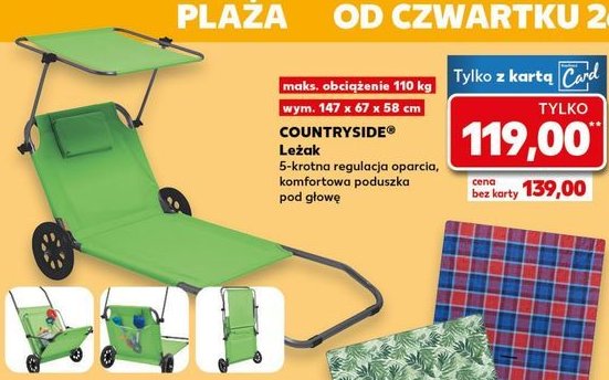 Leżak z daszkiem 147 x 67 x 58 cm K-classic countryside promocja w Kaufland