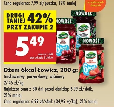 Dżem czarna porzeczka 6kcal Łowicz promocja