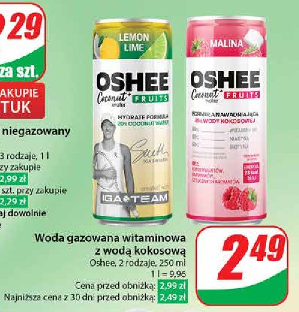 Woda kokosowa cytrynowa Oshee coconut fruits promocja