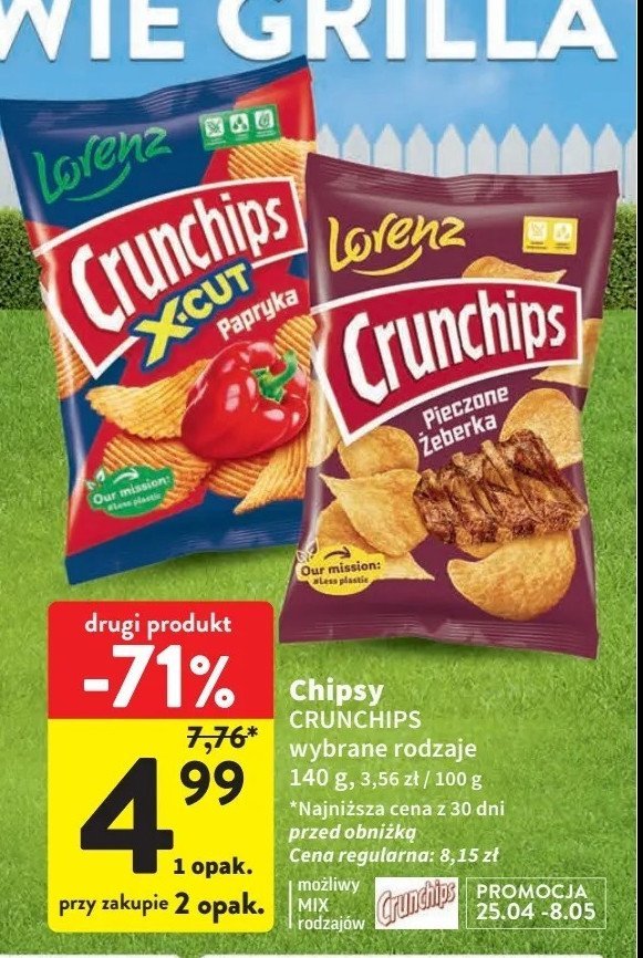 Chipsy paprykowe Crunchips x-cut Crunchips lorenz promocja w Intermarche