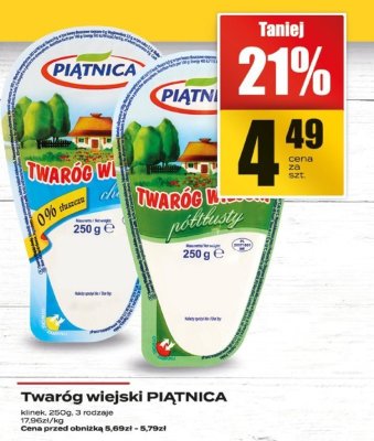Twaróg wiejski PIĄTNICA 250g promocja w Supeco