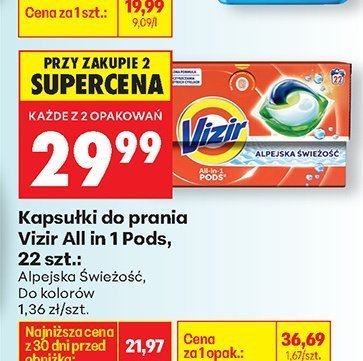 Kapsułki do prania All in 1 Pods, Alpejska Świeżość, Do kolorów promocja w Biedronka