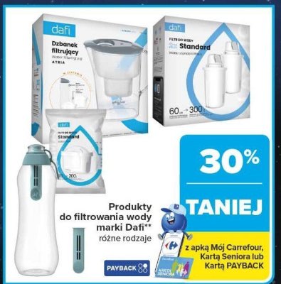 Produkty do filtrowania wody marki Dafi różne rodzaje promocja w Carrefour