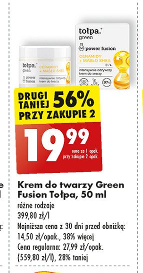 Intensywnie odżywczy krem do twarzy ceramidy + masło shea Tołpa green promocja