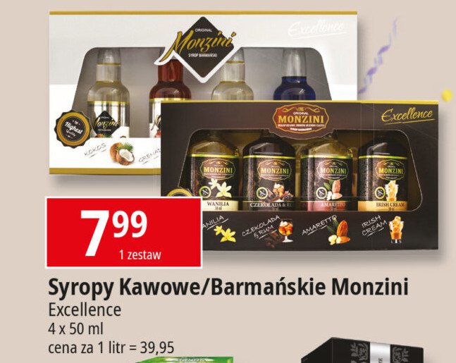 Syrop barmański czekolada & rum + wanilia + irish cream + amaretto Monzini original promocja