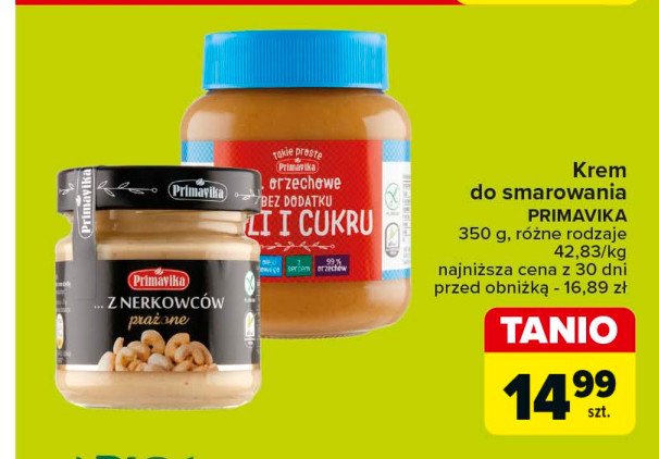 Masło z nerkowców smażone Primavika promocja w Carrefour