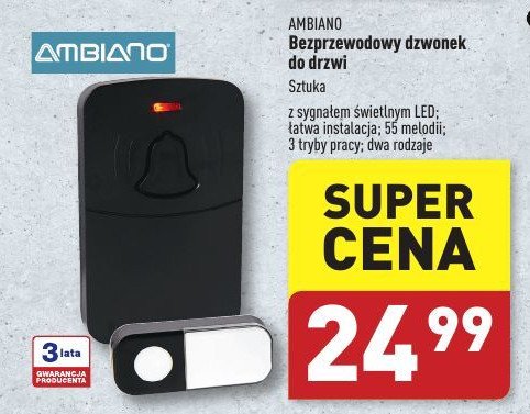 Dzwonek do drzwi bezprzewodowy AMBIANO promocja