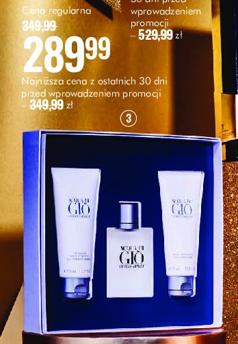 Zestaw w pudełku acqua di gio szampon 75 ml + balsam po goleniu 75 ml + woda toaletowa 50 ml Giorgio armani promocja