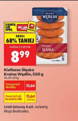 Kiełbasa Śląska, 550 g promocja w Biedronka