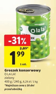 Groszek konserwowy O LA LA! zielony promocja w Intermarche