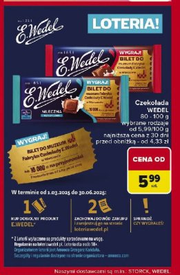 Czekolada klasyczna mleczna E. wedel promocja