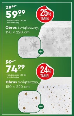 Obrus świąteczny, 150 × 220 cm - śnieżynki promocja w Biedronka